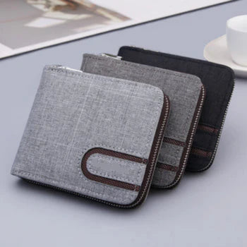 Mens Canvas Short Multifunctional Wallet